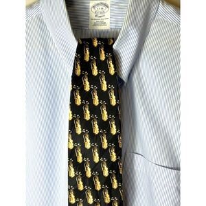 Giorgio Men's Black Gold Golf Bag Print 100% Silk Vintage 80s Tie